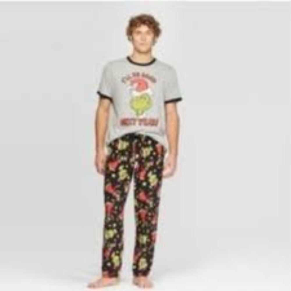 Dr Seuss Mens Grinch I'll Be Good PJ Set